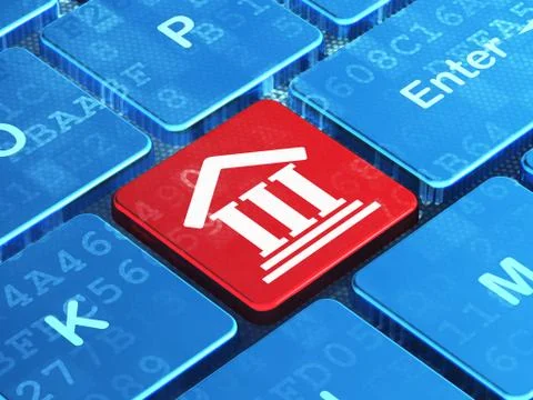 Law concept: Courthouse on computer keyboard background Stockillustratie