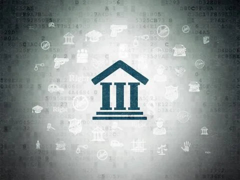 Law concept: Courthouse on Digital Data Paper background Stock Illustration