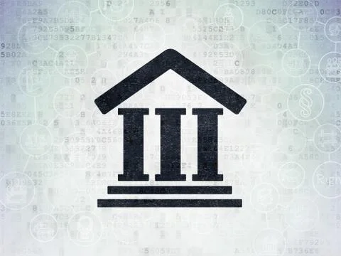 Law concept: Courthouse on Digital Data Paper background Ilustración de archivo