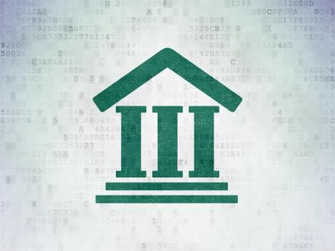 Law concept: Courthouse on Digital Data Paper background Stockillustratie