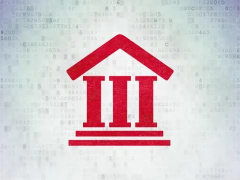 Law concept: Courthouse on Digital Data Paper background 스톡 일러스트