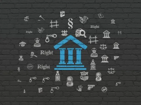 Law concept: Courthouse on wall background Ilustración de archivo