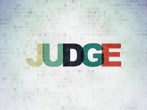 Law concept: Judge on Digital Data Paper background 스톡 일러스트