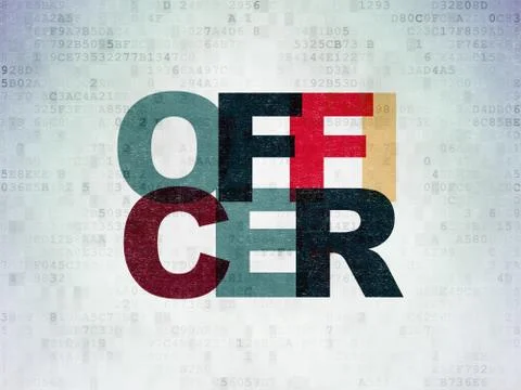 Law concept: Officer on Digital Data Paper background Illustrazione stock