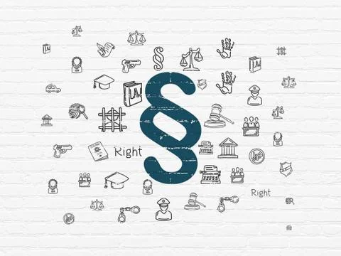 Law concept: Paragraph on wall background Illustrazione stock
