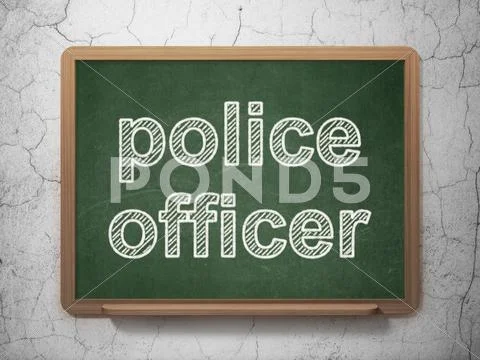 Law concept: Police Officer on chalkboard background ~ Clip Art #56339787