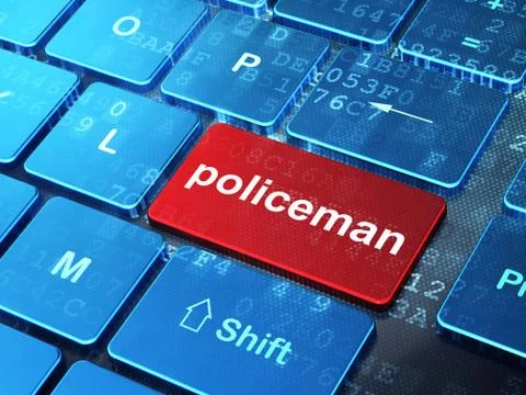 Law concept: Policeman on computer keyboard background Stock Illustration