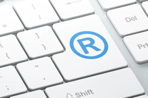 Law concept: Registered on computer keyboard background Illustrazione stock