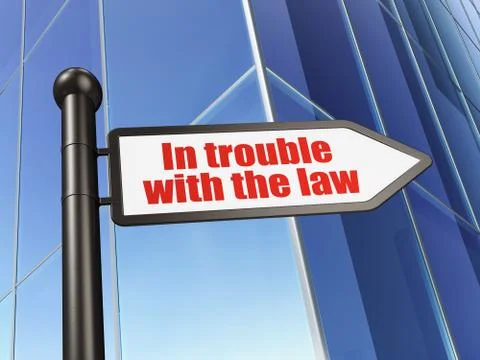 Law concept: sign In trouble With The law on Building background Ilustración de archivo