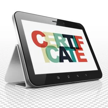 Law concept: Tablet Computer with Certificate on  display Illustrazione stock