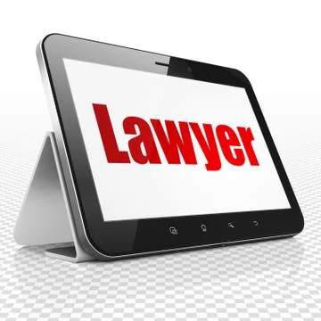 Law concept: Tablet Computer with Lawyer on display Illustrazione stock