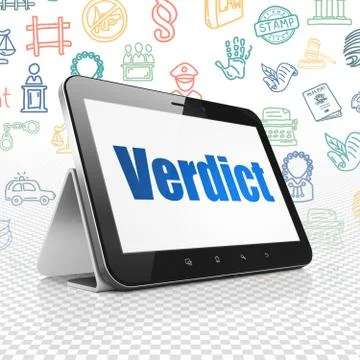 Law concept: Tablet Computer with Verdict on display Illustrazione stock