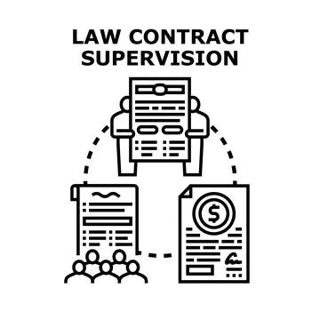 Law contract supervision process managing legal agreements Stock Illustration