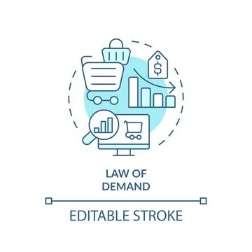 Law of demand soft blue concept icon Stock Illustration