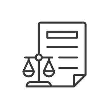 Law document, in line design. Law, document, legal, agreement, contract Stock Illustration