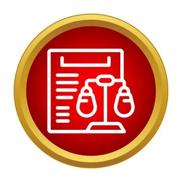 Law document with scales icon on red background Stock Illustration
