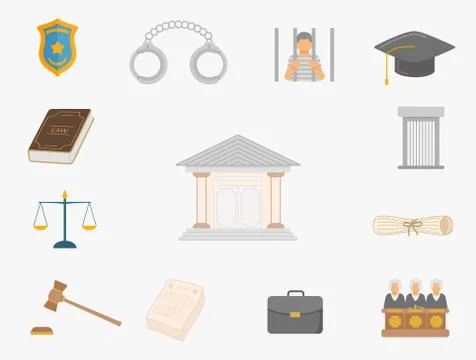 Law doodle style with various object about laws - vector Stock Illustration