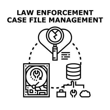 Law enforcement case file management system managing legal data 스톡 일러스트