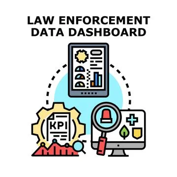 Law enforcement data dashboard analyzing crime statistics 스톡 일러스트