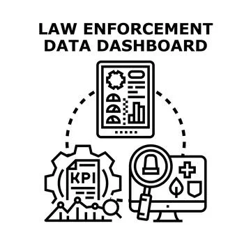 Law enforcement data dashboard analyzing crime statistics Stock Illustration