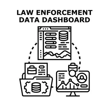 Law enforcement data dashboard presenting analytical information Illustrazione stock