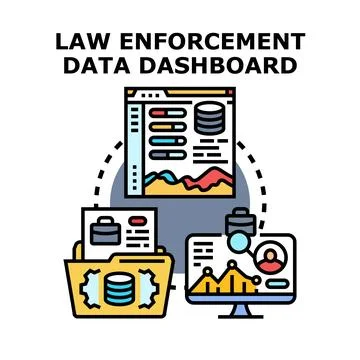 Law enforcement data dashboard presenting analytical information Stock Illustration