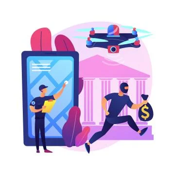 Law enforcement drones abstract concept vector illustration. Illustrazione stock