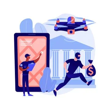 Law enforcement drones abstract concept vector illustration. Illustrazione stock