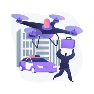 Law enforcement drones abstract concept vector illustration. Stock Illustration