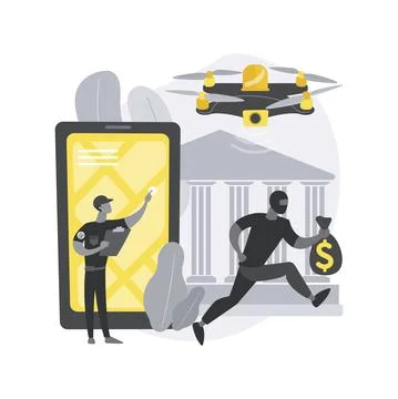 Law enforcement drones abstract concept vector illustration. Illustrazione stock
