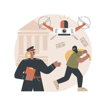 Law enforcement drones abstract concept vector illustration. Stock Illustration