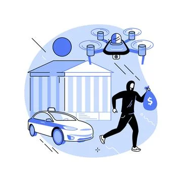 Law enforcement drones abstract concept vector illustration. Illustrazione stock
