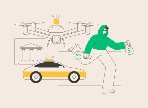 Law enforcement drones abstract concept vector illustration. Stock Illustration
