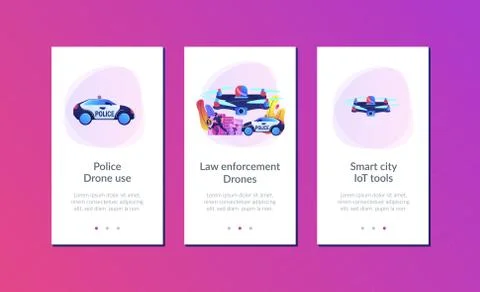 Law enforcement drones app interface template. Ilustração Stock