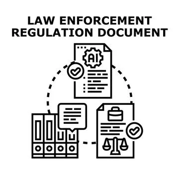 Law enforcement regulation developing new legal norms Stock-Illustration