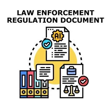 Law enforcement regulation developing new legal norms Illustrazione stock