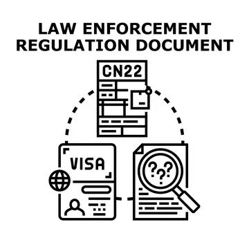 Law enforcement regulation document concept illustration Illustrazione stock
