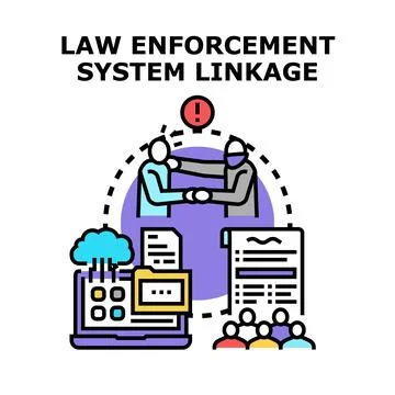 Law enforcement system linkage connecting data and people Stock Illustration