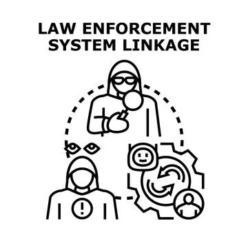 Law enforcement system linking data and suspicious activity Stock Illustration
