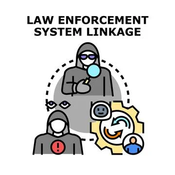 Law enforcement system linking data and suspicious activity イラスト素材
