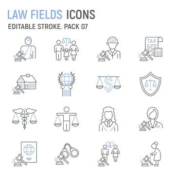 Law Fields line icon set イラスト素材