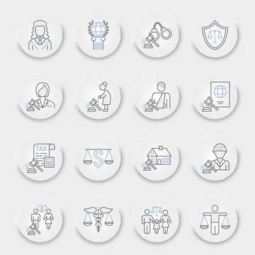Law Fields line icon set イラスト素材
