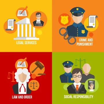 Law flat icons Stock Illustration