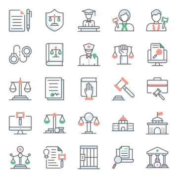 Law Flat Icons Vector Pack Stock Illustration