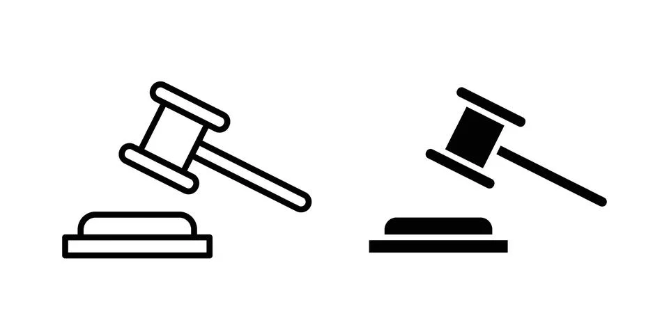 Law gavel icon bundle for website design projects Stock Illustration