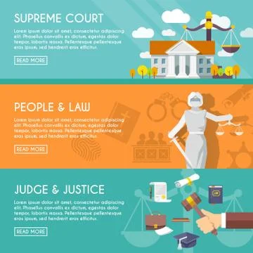 Law horizontal banners flat Ilustración de archivo