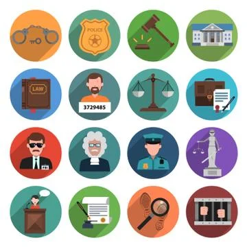 Law Icon Flat Stock Illustration