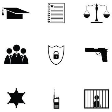 Law icon set Stock Illustration