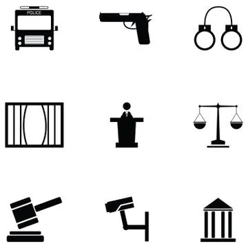 Law icon set Stock Illustration