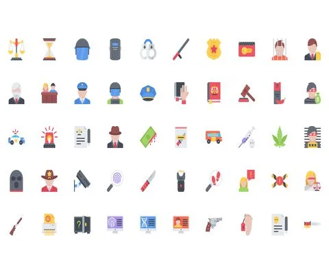 The law icons pack Stock Illustration